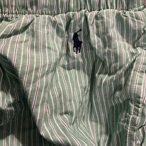 Polo by Ralph Lauren Men's Light green striped white pajama pants